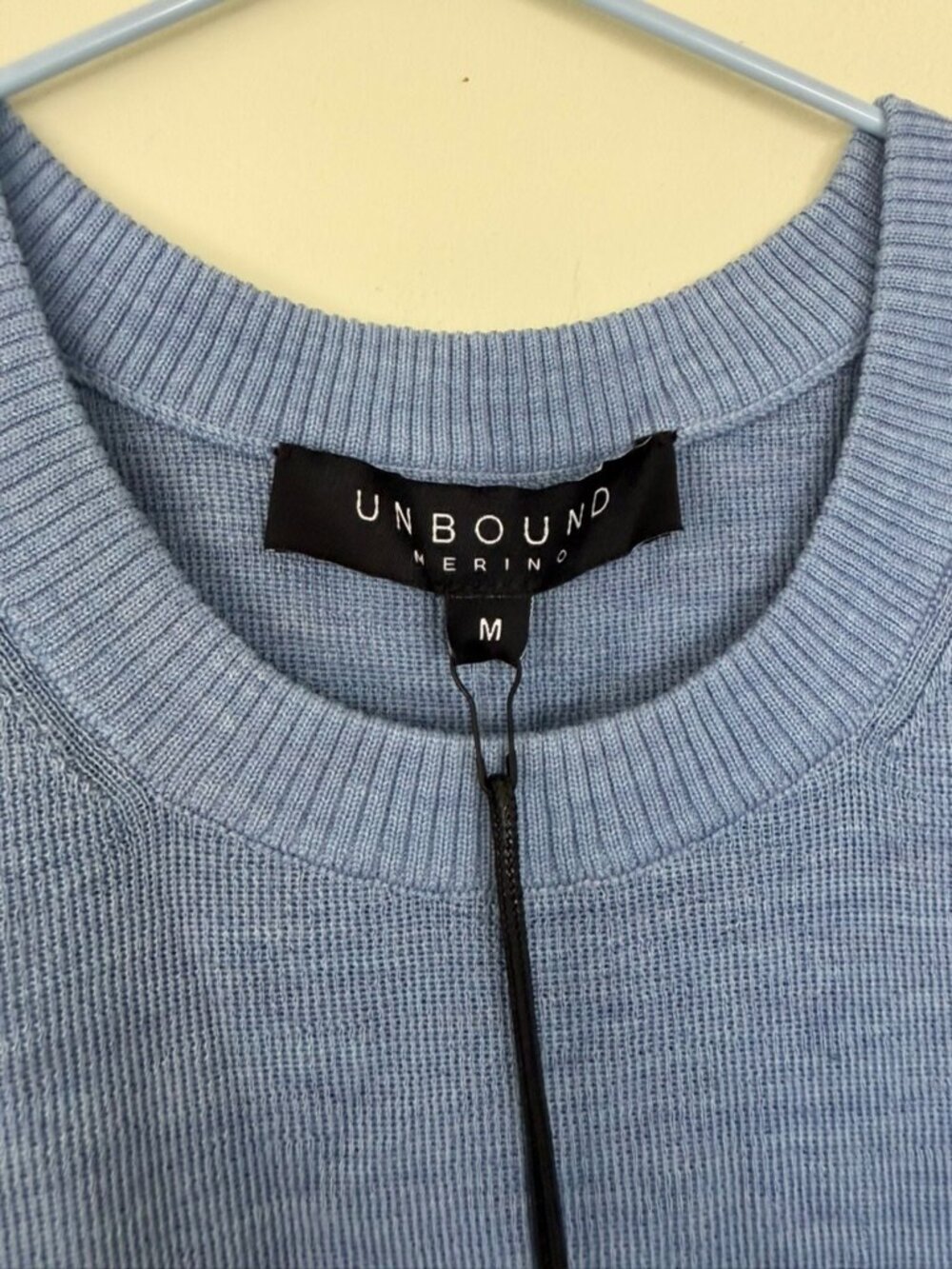 NWT Unbound Merino Fine Knit Merino Wool T-Shirt Heather Azure Blue Sz M - Picture 4 of 8